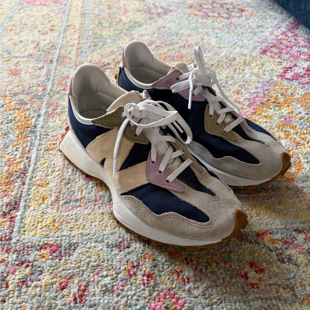 New Balance Women's Shoes - Navy, Beige, and Pink